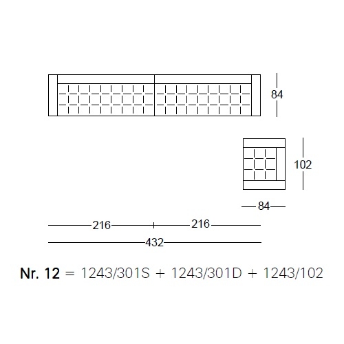 Kilt_ Nr.12_ 432 x 84 x H 64 cm + 84 x 102 cm