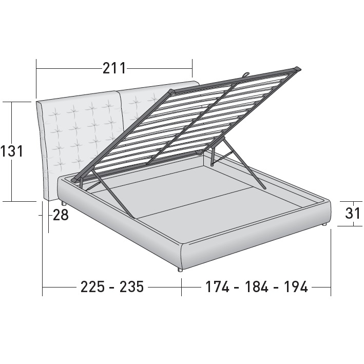 Angle_ Base contenitore - Piano a doghe regolabili