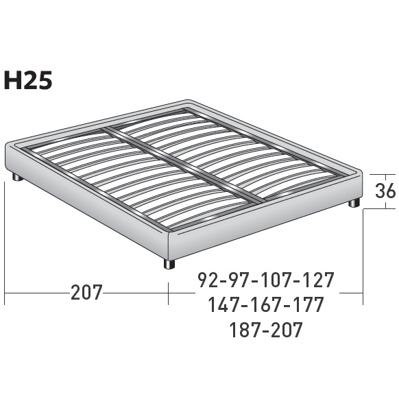 Sommier_ base H25 piano doghe regolabili