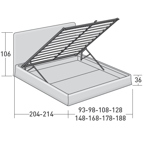 Notturno SC_ Base contenitore - Piano a doghe regolabili
