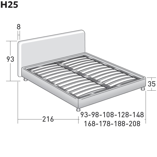 Notturno 2_ Gestell H25 - Feste Federleisten mit Härteregulierung