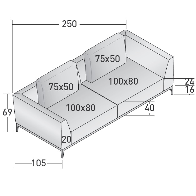 Olivier_ B_ 250 x 105 x H 69 cm