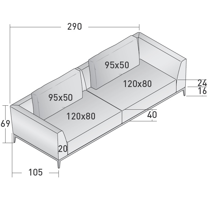 Olivier_ C_ 290 x 105 x H 69 cm