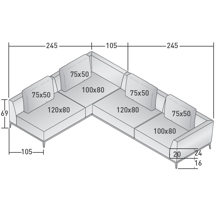 Olivier_ E_ 245 x 350 x H 69 cm