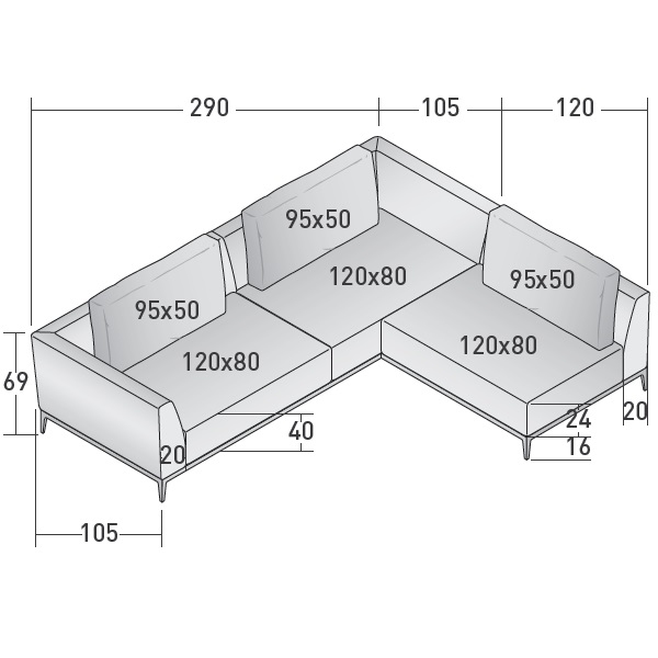 Olivier_ I_ 290 x 225 x H 69 cm