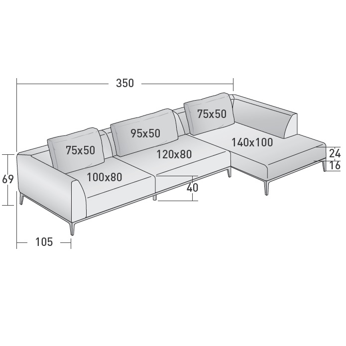 Olivier_ O_ 350 x 140 x H 69 cm