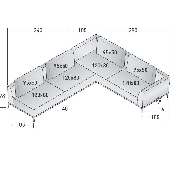 Olivier_ F2_ 350 x 290 x H 69 cm