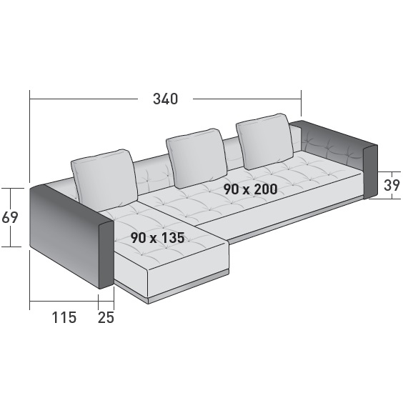Doze_ C_ 340 x 115 x H 69 cm