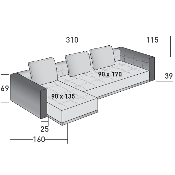 Doze_ L_ 310 x 160 x H 69 cm