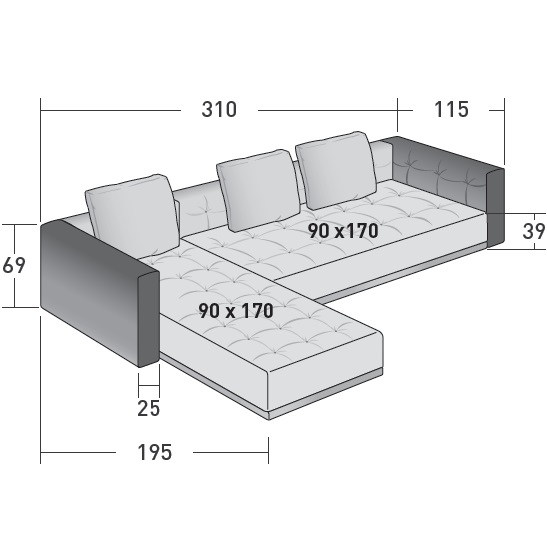 Doze_ M_ 310 x 195 x H 69 cm
