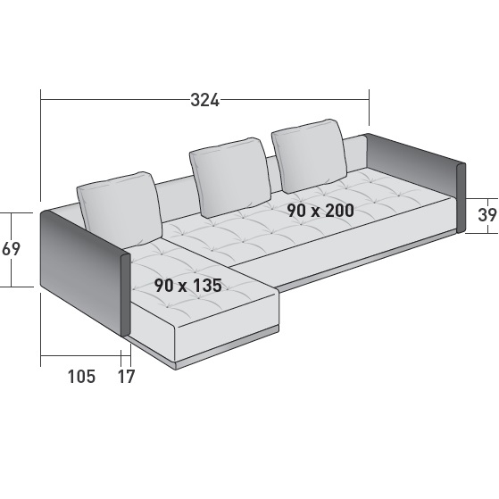 Doze Flat_ C_ 324 x 135 x H 69 cm