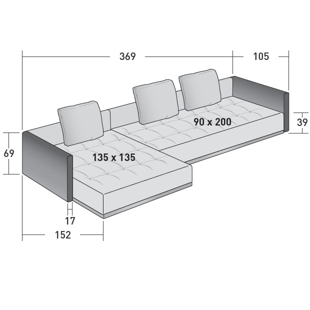 Doze Flat_ D_ 369 x 152 x H 69 cm