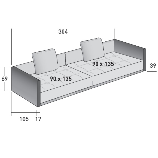 Doze Flat_ E_ 304 x 105 x H 69 cm