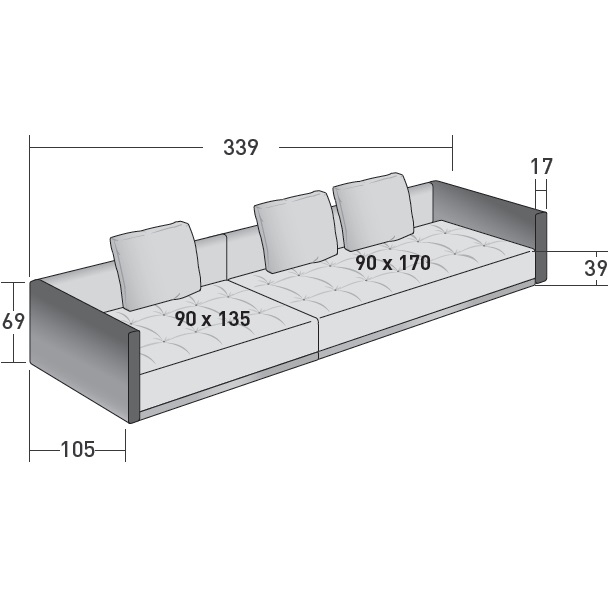 Doze Flat_ H_ 339 x 105 x H 69 cm
