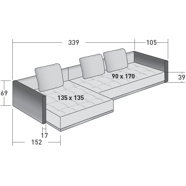 Doze Flat_ I_ 339 x 152 x H 69 cm