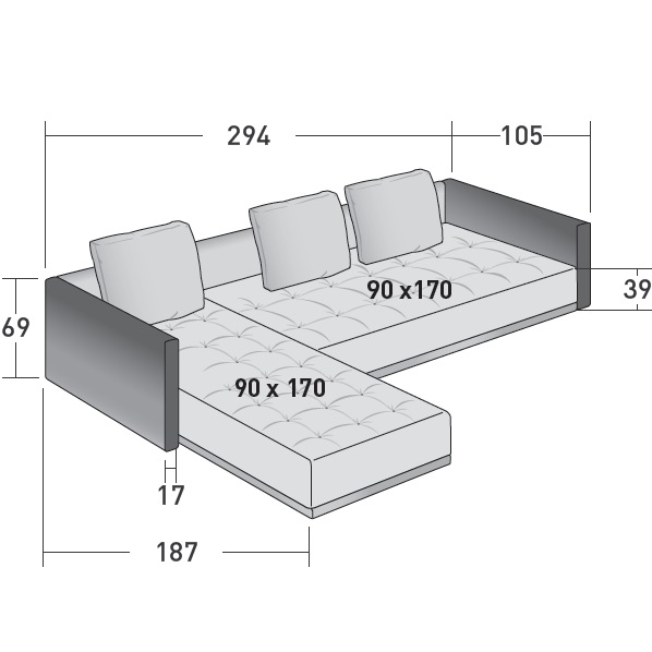 Doze Flat_ M_ 294 x 187 x H 69 cm