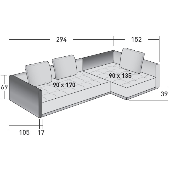 Doze Flat_ O_ 294 x 152 x H 69 cm