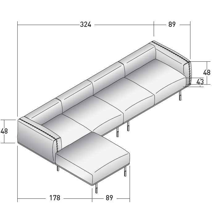 Binario_ D1_ 324 x 178 x H 65 cm