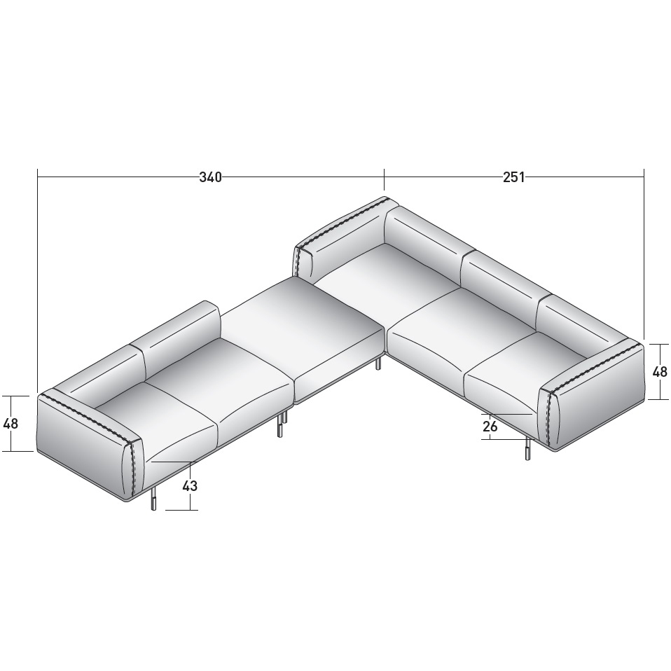 Binario_ E_ 340 x 251 x H 65 cm