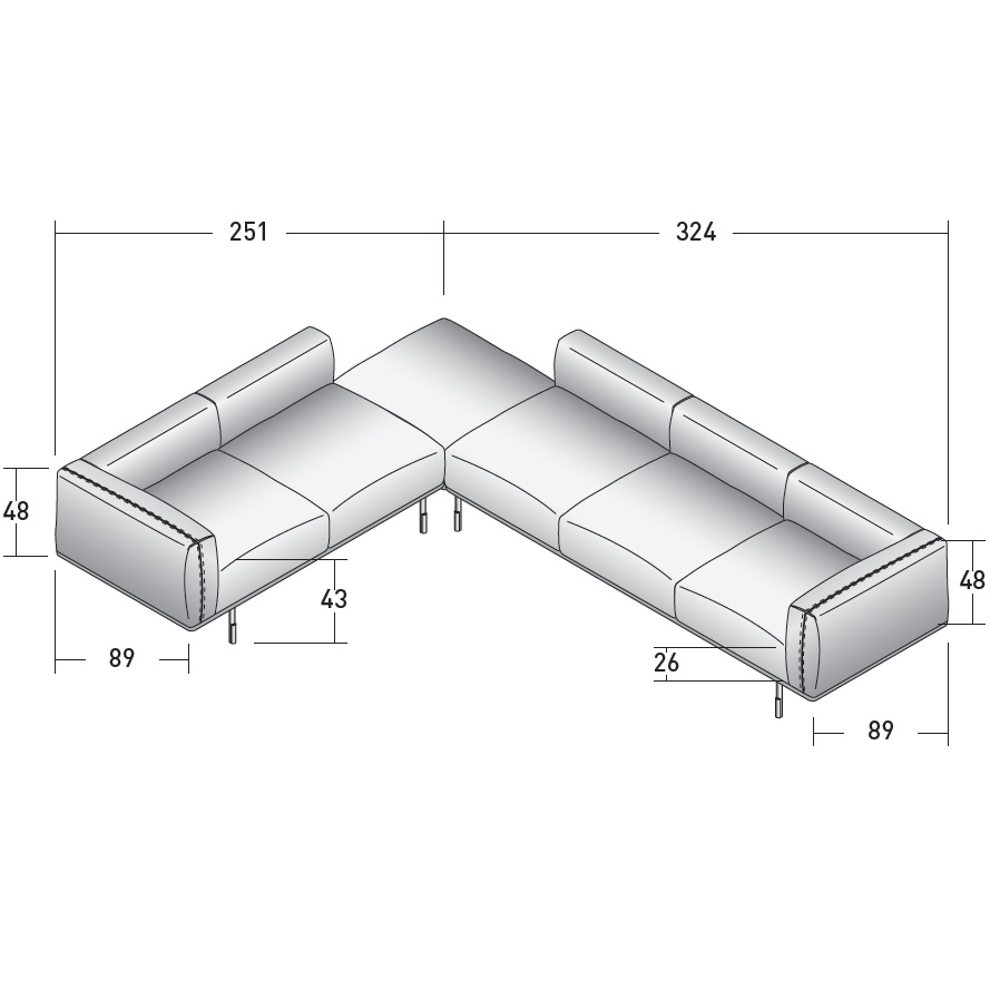 Binario_ H1_ 251 x 324 x H 65 cm