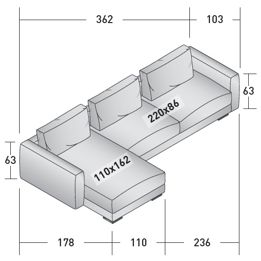Myplace_ A2_ 362 x 178 x H 63 cm