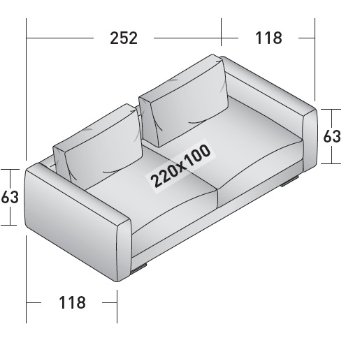 Myplace_ B2_p100_ 252 x 118 x H 63 cm