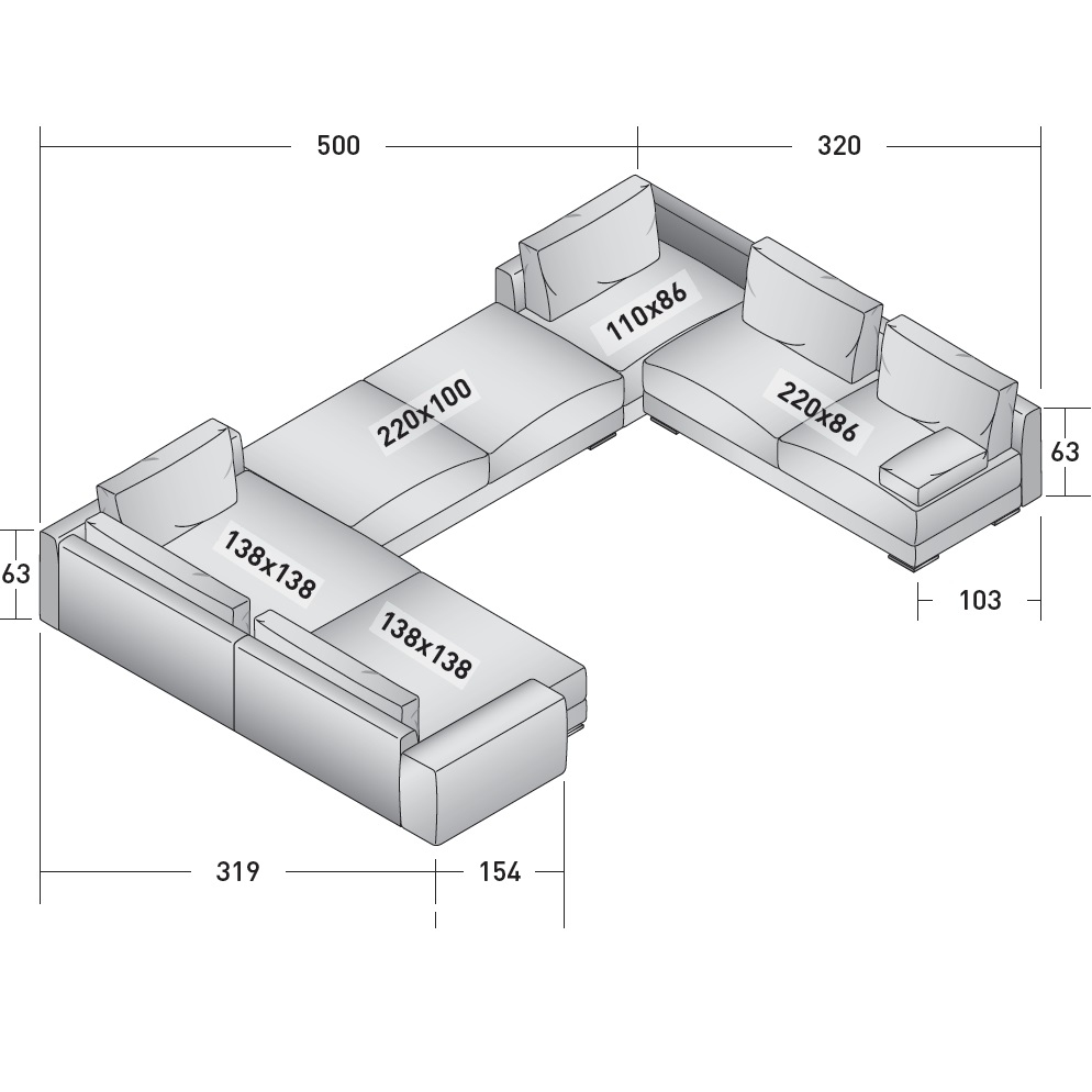 Myplace_ U1_ 500 x 320 x H 63 cm