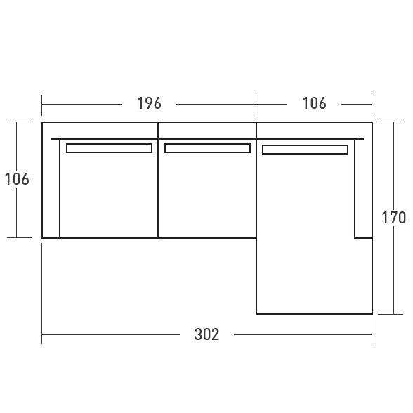Icon_ A_ 302 x 170 x H 68 cm