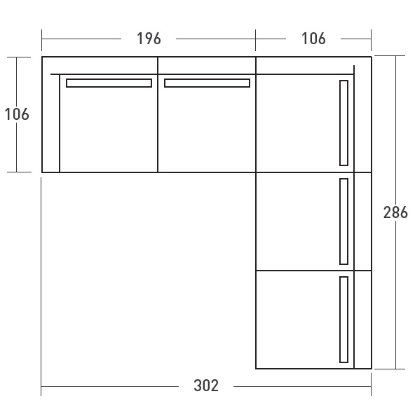 Icon_ B_ 302 x 286 x H 68 cm