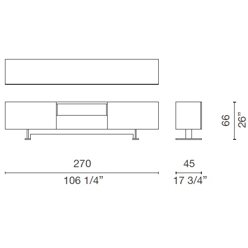 LX_15_ 270 x 45 x H 66 cm (1 Schublade und 2 Türen)