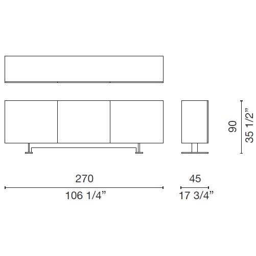 LX_18_ 270 x 45 x H 90 cm (3 Türen)