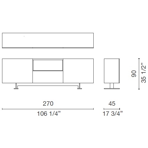 LX_19_ 270 x 45 x H 90 cm (2 Türen und 1 offenes Fach)