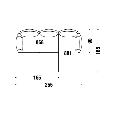 C21_ 255 x 165-90 x H 76 cm