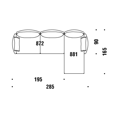 C31_ 285 x 165-90 x H 76 cm