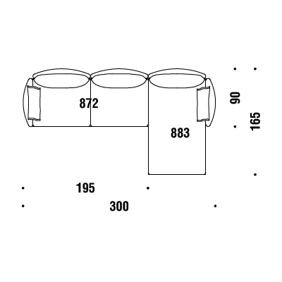 C11_ 300 x 165-90 x H 76 cm