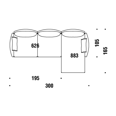 C42_ 300 x 165-105 x H 76 cm