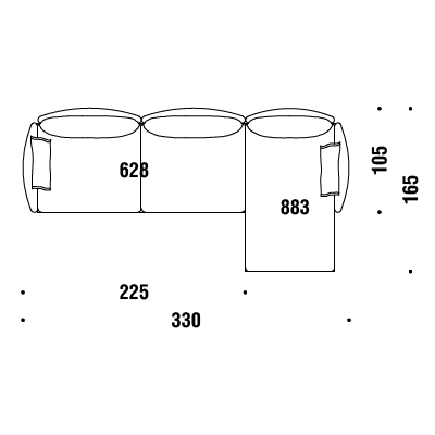 C22_ 330 x 165-105 x H 76 cm