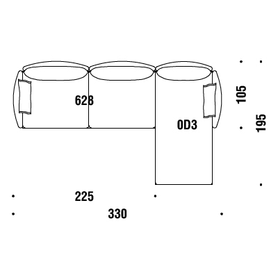 C20_ 330 x 195-105 x H 76 cm