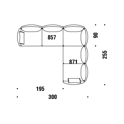 A61_ 300 x 255 x H 76 cm