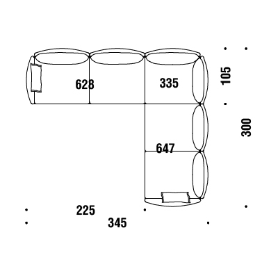 B60_ 345 x 300 x H 76 cm