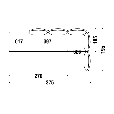 A90_ 375 x 195 x H 76 cm