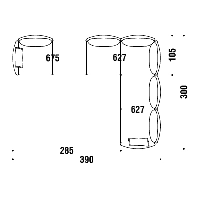 B90_ 390 x 300 x H 76 cm
