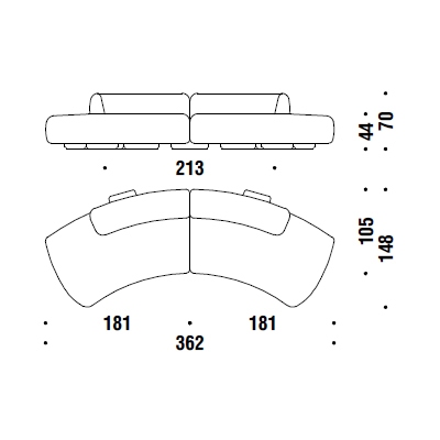 CC2_ 362 x 148 x H 70 cm
