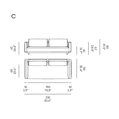 Billie_ C_ 210 x 90 x H 80 cm
