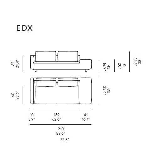 Billie_ E DX_ 210 x 90 x H 80 cm
