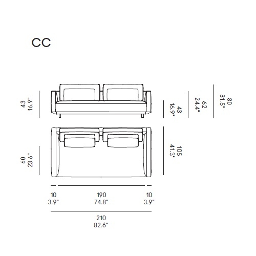 Billie_ CC_ 210 x 105 x H 80 cm