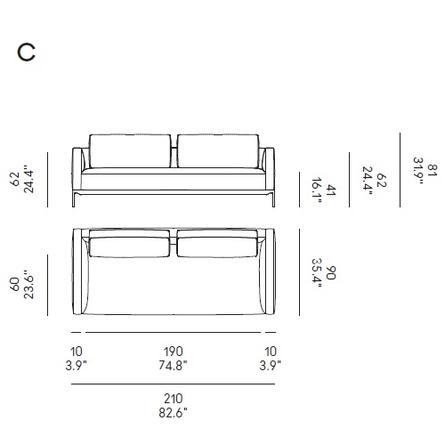 Dizzy_C_ 210 x 90 x H 81 cm