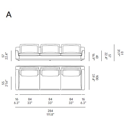 Ellington_ A_ 284 x 100 x H 81 cm