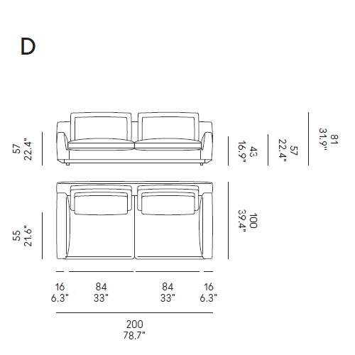 Ellington_ D_ 200 x 100 x H 81 cm