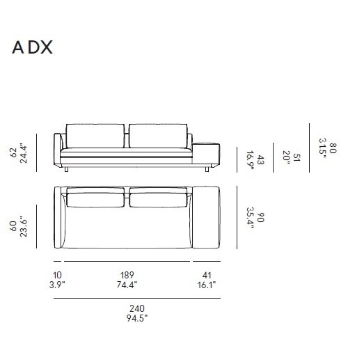 Miles_ A DX_ 240 x 90 x H 80 cm